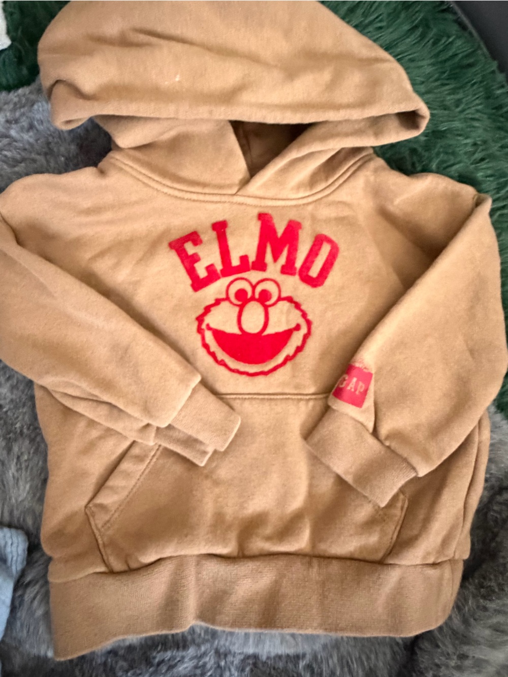 4/$20 💫 Gap Baby Sesame Street Elmo Hoodie 18-24M Tan Brown